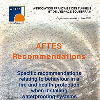 Specific recommendations relating to behaviour in a fire and health protection when installing waterproofing systems in a confined environment