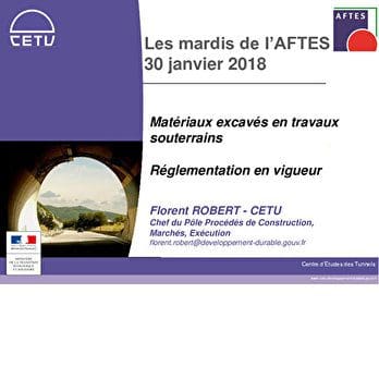 Matériaux excavés en travaux souterrains - Réglementation en vigueur