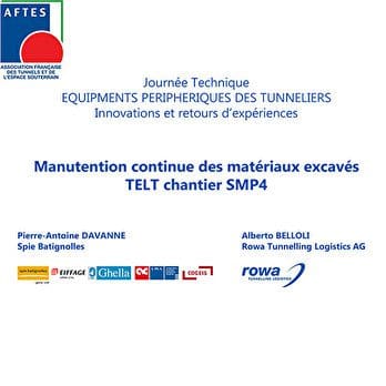 Équipements périphériques des tunneliers - Innovations et retours d’expériences
