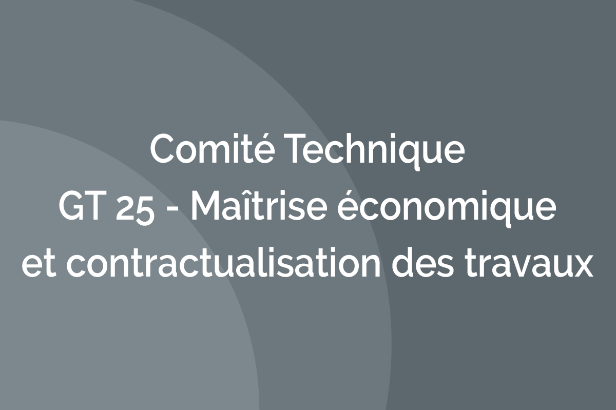 Comité Technique ‐ GT 25 - Maîtrise économique et contractualisation des travaux