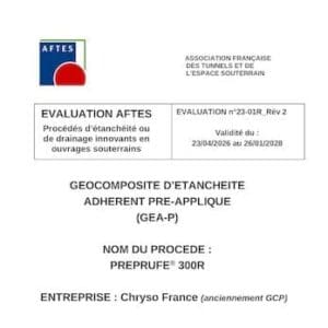 Évaluation AFTES  n°23-01R Rév 2 – Validité du : 23/04/2026 au 26/01/2028